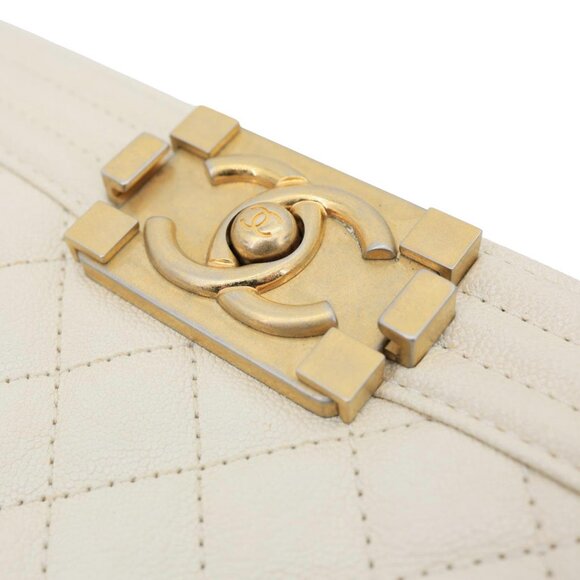 Chanel Boy Flap Small Quilted Caviar Leather Chain Shoulder Bag Cream - Picture 5 of 14